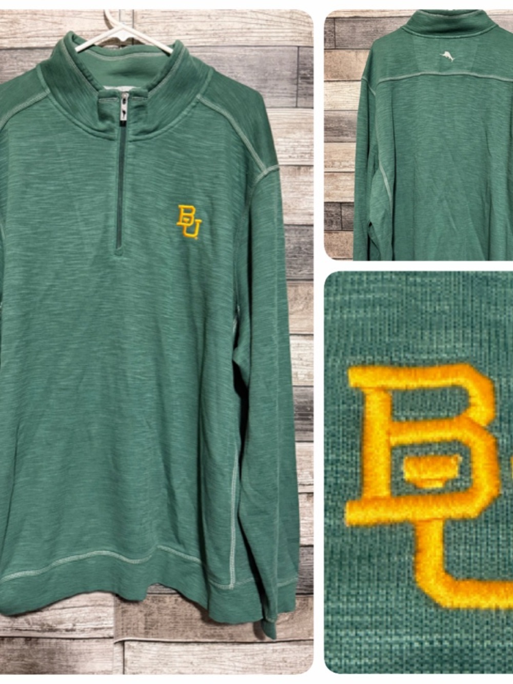 Baylor University Tommy Bahama Sweater Men’s 3XL Green 1/4 Zip Pima Blend